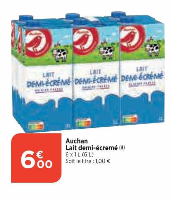 auchan lait demi-écrémé