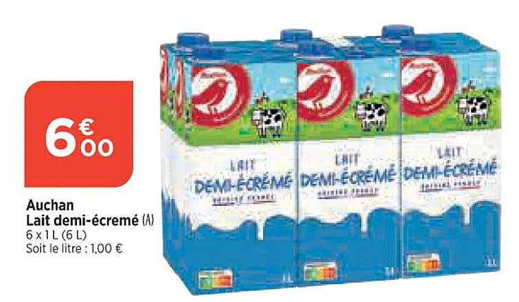 auchan lait demi-écrémé