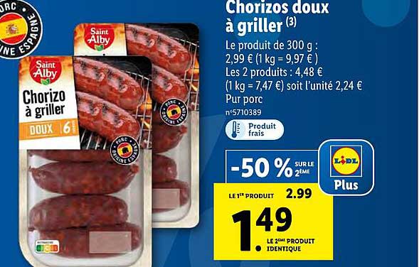 chorizos doux à griller saint alby