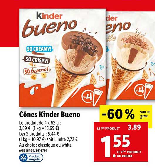 Cones  Kinder Bueno