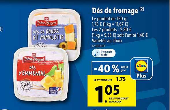 dés de fromage chêne d'argent