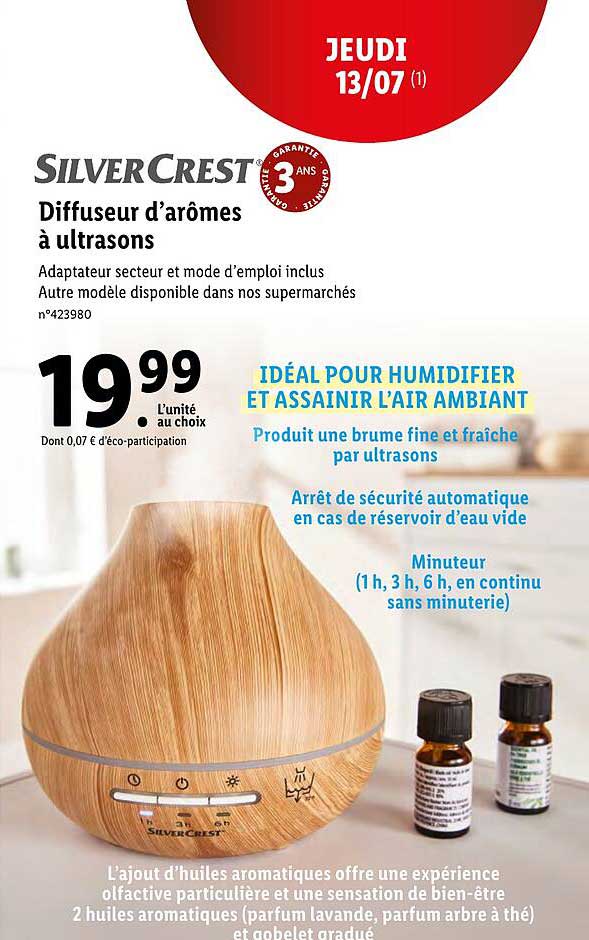 diffuseur d'arômes à ultrasons silvercrest