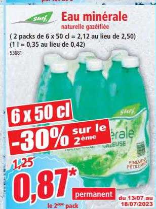 eau minérale naturelle gazéifiée surf