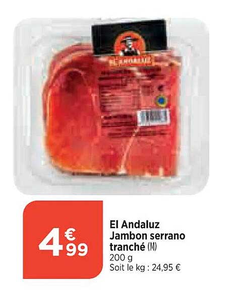 el andaluz jambon serrano tranché