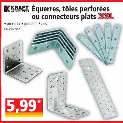 équerres, tôles perforées ou connecteurs plats xxl kraft werkzeug