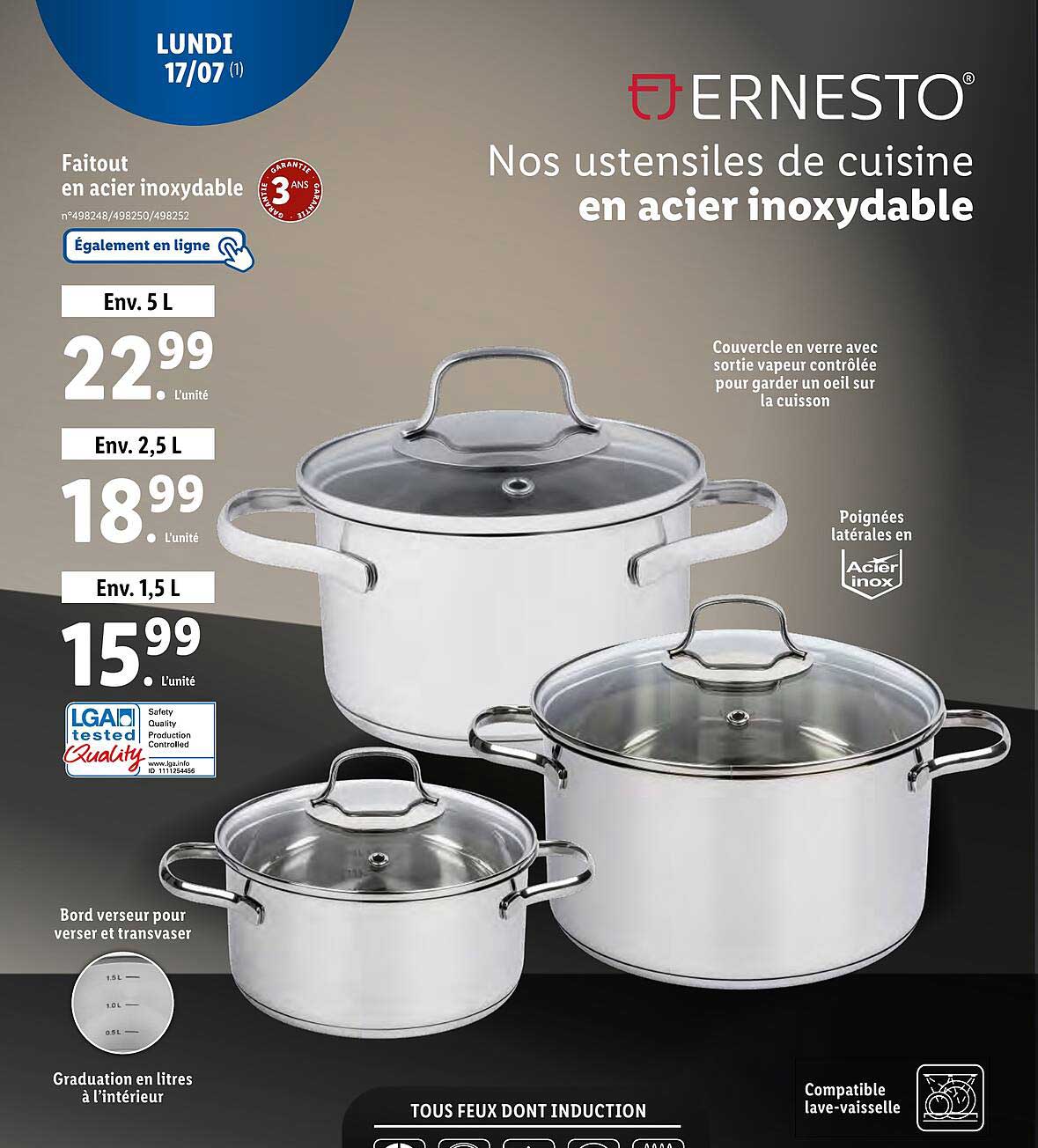 ernesto faitout en acier inoxydable