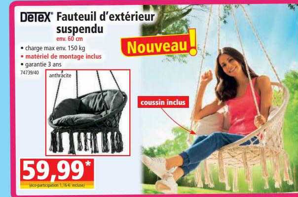 fauteuil d'extérieur suspendu detex