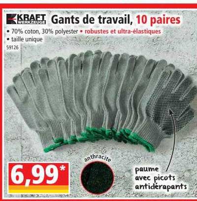 gants de travail, 10 paires kraft werkzeuge