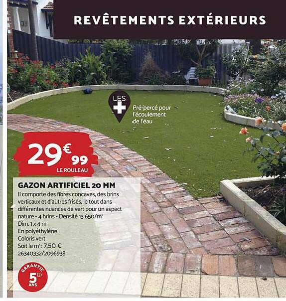 gazon artificiel 20mm
