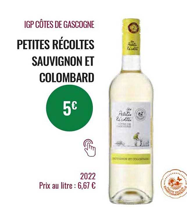 igp côtes de gascogne petites récoltes sauvignon et colombard 2022