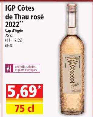 igp côtes de thau rosé 2022 cap d'agde
