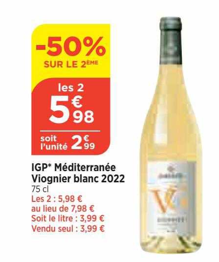 Igp Méditerranée Viognier Blanc 2022