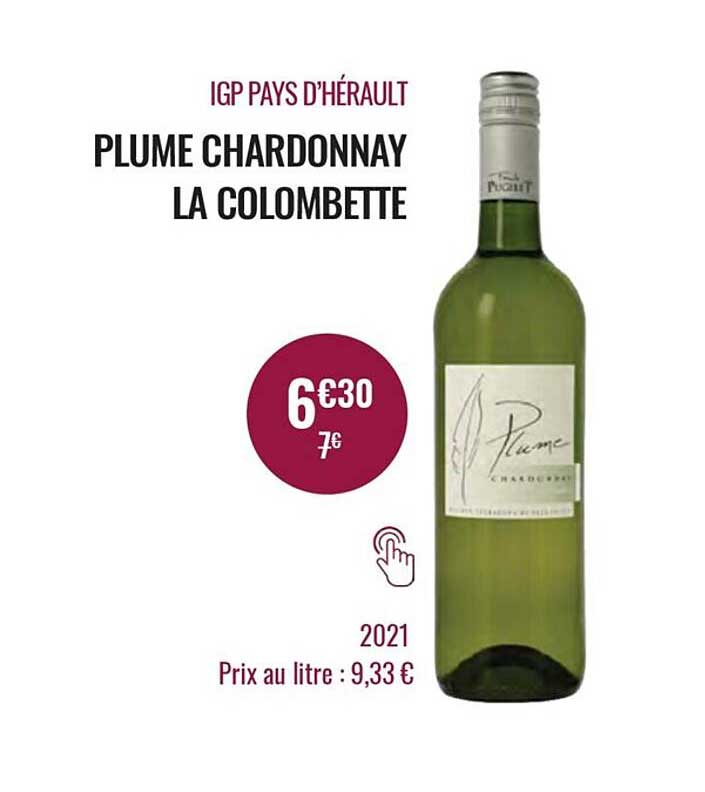 igp pays d'hérault plume chardonnay la colombette 2021