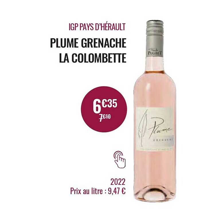 igp pays d'hérault plume grenache la colombette