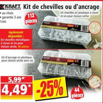 kit de chveilles ou d'ancrage kraft werkzeuge