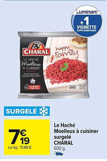 le haché moelleux à cuisiner surgelé charal