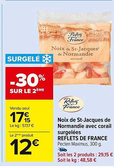 noix de st-jacques de normandie avec corail surgelées reflets de france