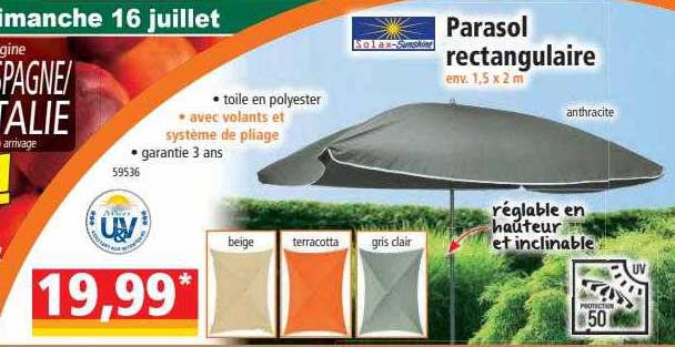Parasol Rectangulaire Solax-sunshine