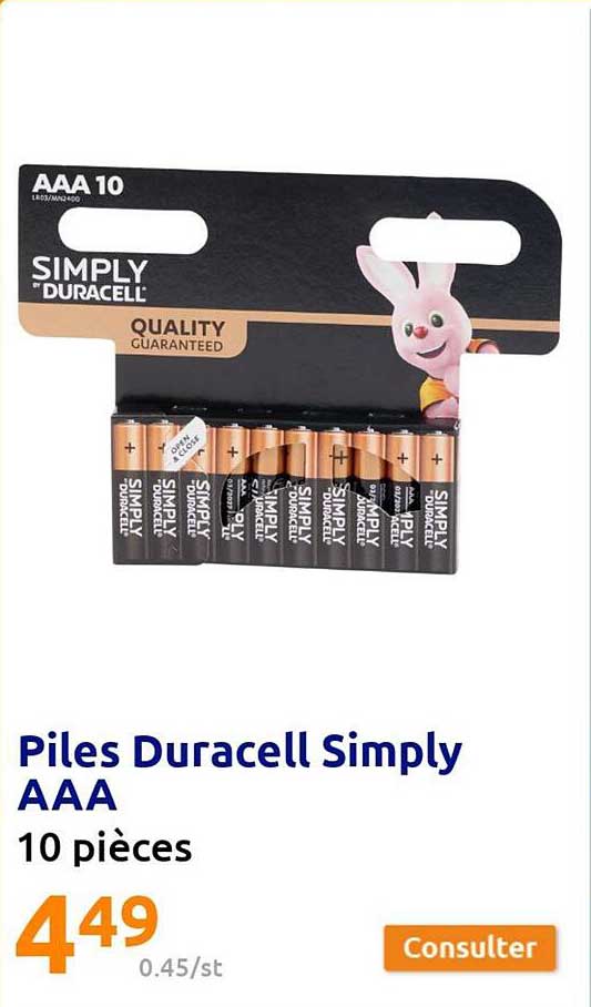 piles duracell simply aaa