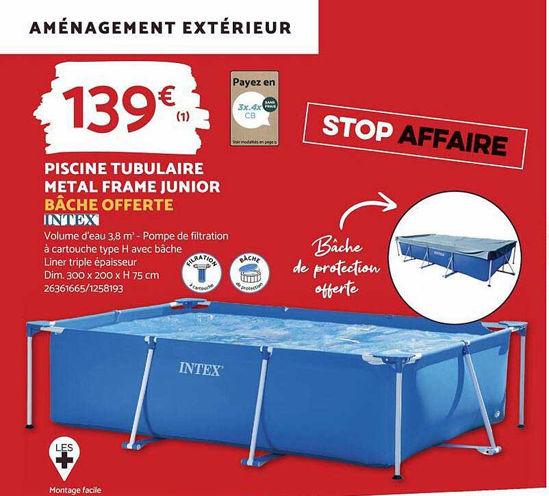 piscine tubulaire métal frame junior intex