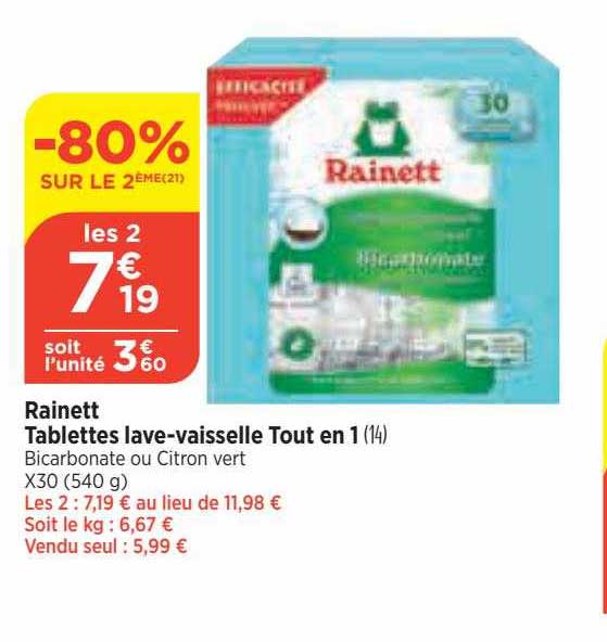 rainett tablettes lave-vaisselle tout en 1