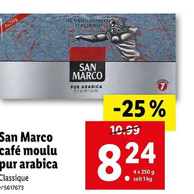 san marco café moulu pur arabica
