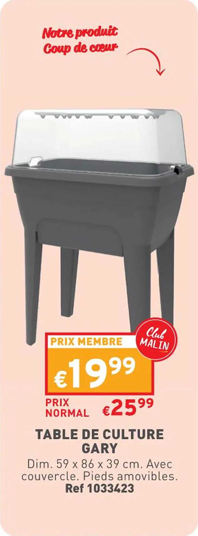 table de culture gary