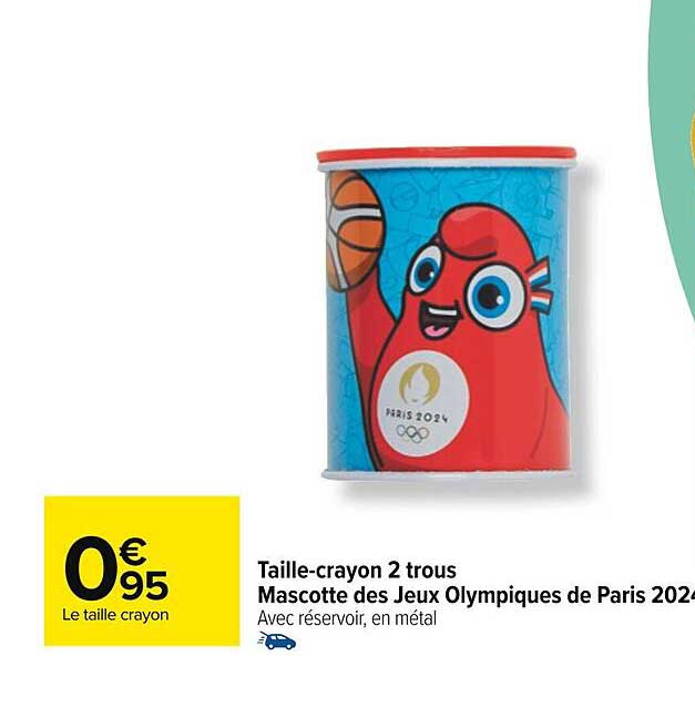 taille-crayon 2 trous mascotte des jeux olympiques de paris 2024
