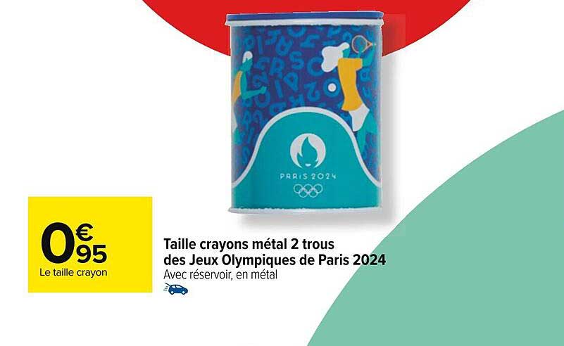 taille crayons métal 2 trous des jeux olympiques de paris 2024