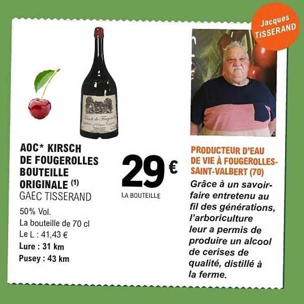 AOC KIRSCH DE FOUGEROLLES BOUTEILLE ORIGINALE