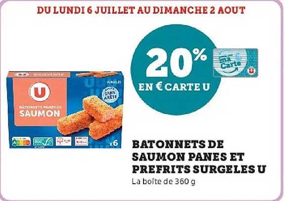 BATONNETS DE SAUMON PANES ET PREFRITS SURGELES U