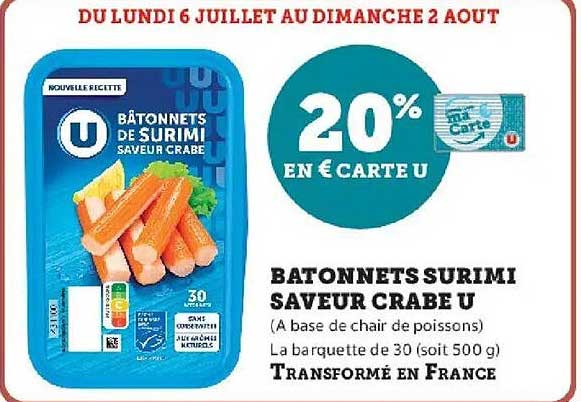 Bâtonnets de surimi saveur crabe U