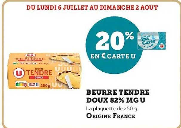 Beurre tendre doux 82% MG U