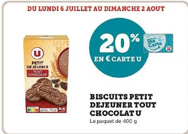 BISCUITS PETIT DEJEUNER TOUT CHOCOLAT U