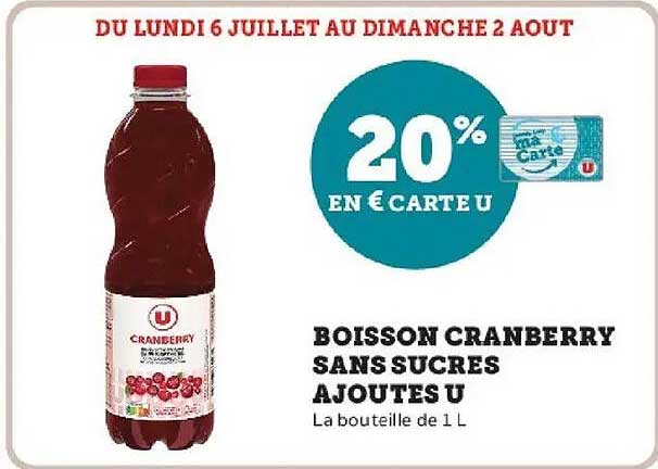 Boisson Cranberry sans sucres ajoutés U