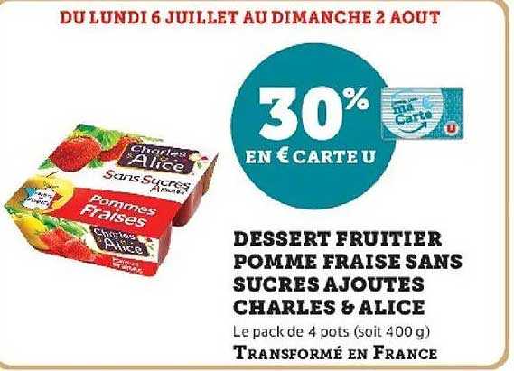 Charles & Alice Dessert fruitier Pomme Fraise Sans Sucres Ajoutes