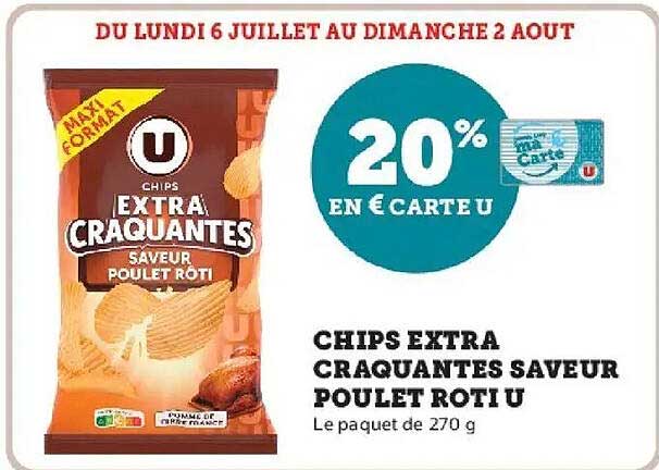 Chips Extra Craquantes Saveur Poulet Roti U