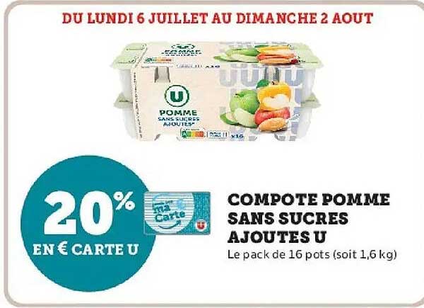 COMPOTE POMME SANS SUCRES AJOUTES U