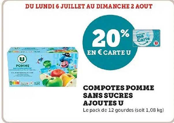 COMPOTES POMME SANS SUCRES AJOUTES U