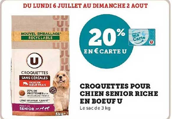 CROQUETTES POUR CHIEN SENIOR RICHE EN BOEUF U