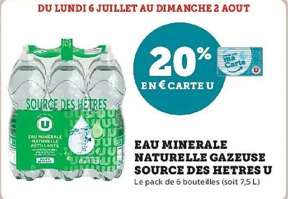 Eau minérale naturelle gazeuse Source des Hêtres U