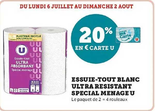 Essuie-tout blanc ultra resistant special menage U