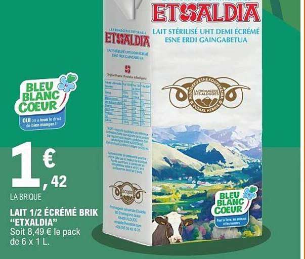 ETSALDIA LAIT 1/2 ÉCRÉMÉ BRIK