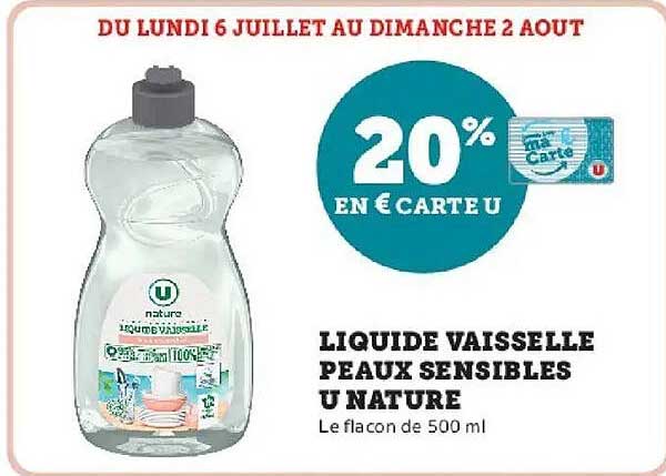Liquide vaisselle peaux sensibles U Nature