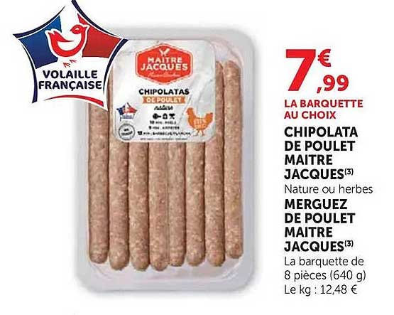 MAITRE JACQUES CHIPOLATA DE POULET