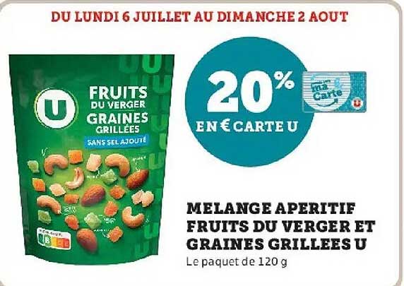 MELANGE APERITIF FRUITS DU VERGER ET GRAINES GRILLEES U