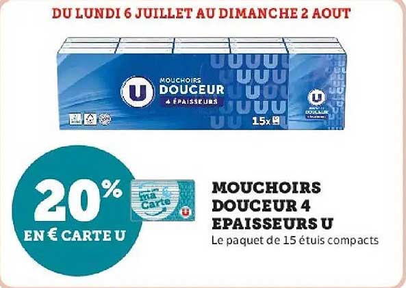 MOUCHOIRS DOUCEUR 4 EPAISSEURS U