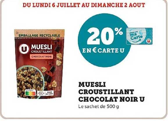 MUESLI CROUSTILLANT CHOCOLAT NOIR U