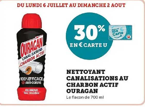 OURAGAN NETTOYANT CANALISATIONS AU CHARBON ACTIF