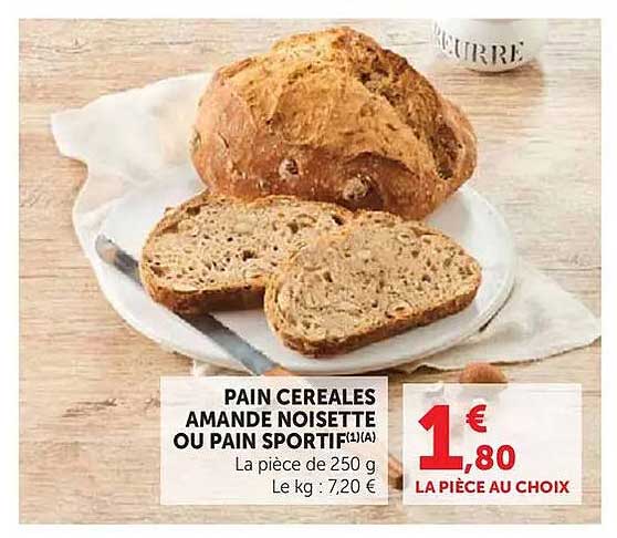 PAIN CEREALES AMANDE NOISETTE OU PAIN SPORTIF